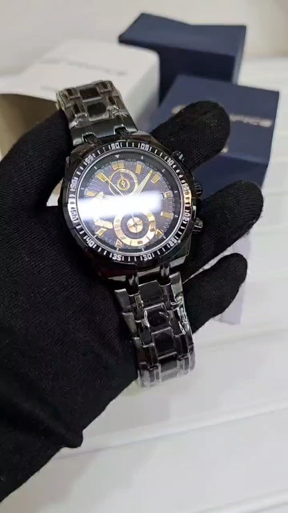 Casio Edifice Chronograph Black & Gold Watch For Men