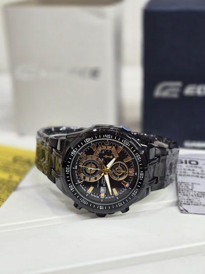 Casio Edifice Chronograph Black & Gold Watch For Men