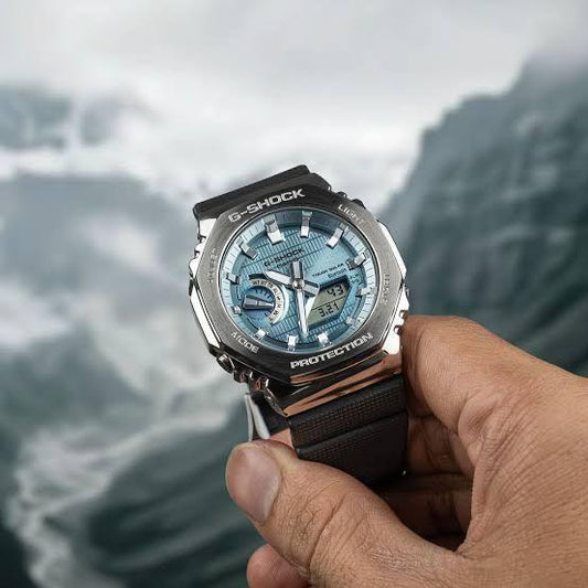 G-Shock GBM-2100A – Silver Metal Bezel | Blue Dial