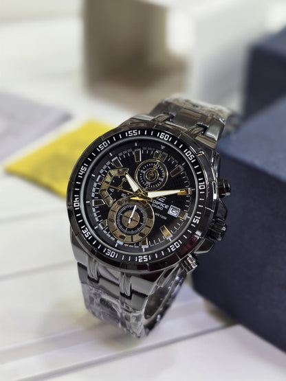 Casio Edifice Chronograph Black & Gold Watch For Men
